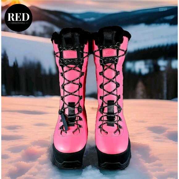 UGG SHASTA BOOT TALL PINK GLOW LEATHER WOOL ALL GENDER BOOTS -  SIZE US M9/W10 - Picture 2 of 13